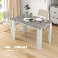 HOMCOM Dining Table for 4-6 People, Kitchen Table with Wood Effect for Dining Room, Grey(m-5)