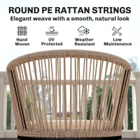 Outsunny Garden Chairs Set of 2, Rattan Garden Dining Chairs with String Back Armrests, Cushions, Natural Wood Finish(m-4)