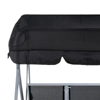 Outsunny Metal Garden Swing Chair, 3-Seater Swing Seat, Patio Hammock Bench Canopy Lounger, Black(m-9)