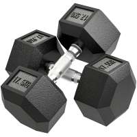 HOMCOM Set de 2 Mancuernas Hexagonales de 2x17,5 kg de Hierro Fundido Recubiertas en Goma para Entrenamiento en Casa Gimnasio