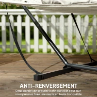 Outsunny Hamac sur pied, hamac avec support en acier, oreiller, barres d'écartement, 368 x 140 x 110 cm, crème(m-5)