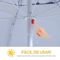 Outsunny Parasol para Playa 2 en 1 con 2 Paneles Laterales Toldo Portátil Anti-UV con Bolsa de Transporte Ø210x222cm Azul(m-4)