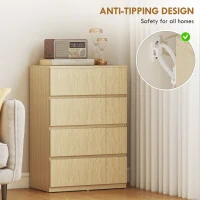 HOMCOM Chest of Drawers, 4-Drawer Storage Cabinets, Modern Dresser, Storage Drawer Unit for Bedroom(m-5)