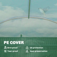 Outsunny Walk-in Greenhouse with Shelves, Polytunnel Greenhouse with Roll-Up Door, 6 Mesh Windows,198 x 275 x 191 cm, Green(m-6)