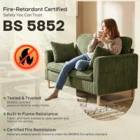 HOMCOM 2 Seater Sofa, 140 cm Loveseat Sofa with Spring Cushions, Metal Legs, 2 Pillows, Dark Green(m-13)