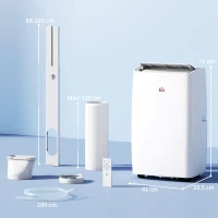 HOMCOM Portable Air Conditioner 12000 BTU, 4-in-1 Air Conditioning Unit, Dehumidifier, Cooling, Fan, Sleep Mode with 2 Speeds, Remote, LED Display, 24H Timer, Window Kit, Child Lock, 35m², Cream(m-3)