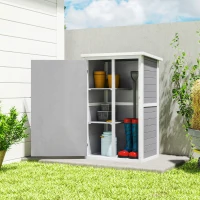 Outsunny Armoire abri de Jardin Remise pour Outils Bois de Sapin pré-huilé Toit bitumé incliné - Grande Porte verrouillable loquet - 2 étagères - dim. 75L x 56l x 115H cm(m-10)