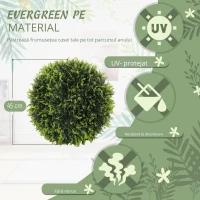 HOMCOM Set de 2 Plante Artificiale Rotunde cu Frunze de Cedru pentru Casă și Grădină Ø45 cm, Verde(m-4)