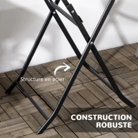 Outsunny Table basse extérieure pour 2 personnes, table de jardin ronde avec structure en acier, Ø 60 x 73H cm, gris foncé(m-6)