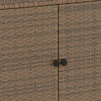 Outsunny Carrinho de Serviço em Rattan com Tampo de Eucalipto FSC, Prateleira, Rodas e Pegador Lateral 95 x 54 x 84 cm(m-7)