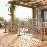 Outsunny 2 Pack Expanding Fence Panels, Wooden Freestanding Garden Fence with Stable Feet, 180 x 30 x 103cm, Dark Grey(m-2)