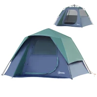 Outsunny Tienda de Campaña Pop-Up para 2-3 Personas Impermeable con Bolsillos Ventanas y Bolsa de Transporte 250x194x160 cm Verde(m-10)