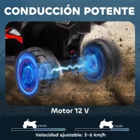 HOMCOM Quad Eléctrico para Niños de 3-5 Años Vehículo Eléctrico a Batería 12V con 2 Motores 83x53x55,5 cm Negro y Rojo(m-4)