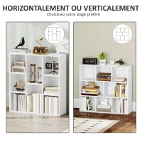 HOMCOM Bibliothèque étagère de rangement 8 compartiments, pour salon chambre à coucher bureau, 74,3x24x80cm, blanc(m-5)