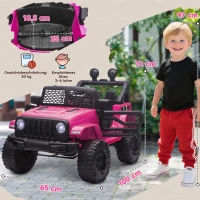 HOMCOM Kinder Elektroauto 12V Elektro Kinderauto mit Fernbedienung 2 Motor LED Hupe für Kinder von 3-6 Jahren 100x65x72 cm Rosa(m-3)