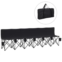 Outsunny 6 Seater Folding Camping Chair with Cup Holder & Carry Bag - Black(m-10)