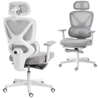 HOMCOM Ergonomic and Adjustable Office Chair - Grey(m-10)