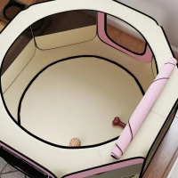 PawHut Parque Plegable para Perros y Gatos Corralito Portátil para Animales Pequeños Impermeable de Tela Oxford Ø120x58cm Rosa(m-8)