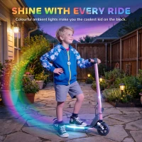 SPORTNOW Folding Electric Scooter for Kids, with Dual Brakes, Front Suspension, LED Colourful Lights, Pink(m-5)