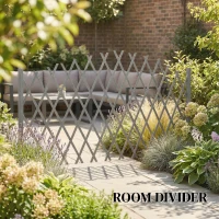 Outsunny 2 Pack Expanding Fence Panels, Wooden Freestanding Garden Fence with Stable Feet, 180 x 30 x 103cm, Dark Grey(m-9)