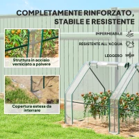 Outsunny Mini Serra da Giardino a 4 Porte Arrotolabili con Copertura Allungata, in Acciaio e PE, 360x90x90 cm, Trasparente(m-5)
