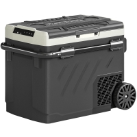 Outsunny 49L Compressor Car Fridge Freezer, Dual Zone Camping Refrigerator with App Control, Telescopic Handle, -20℃-20℃