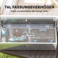 HOMCOM Stabile Aufbewahrungskiste aus Aluminium mit Seitengriffen, Schloss und Schlüsseln, Werkzeugkasten, 99 x 33 x 25,5 cm(m-5)