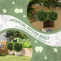 HOMCOM Set de 2 Plante Artificiale Rotunde cu Frunze de Cedru pentru Casă și Grădină Ø45 cm, Verde(m-7)