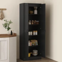 HOMCOM Armoire 2 portes meuble de rangement avec 5 étagères, style contemporain, 60L x 36,5l x 175H noir(m-10)
