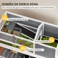 PawHut Casa para Tortugas de Madera con Soporte para Lámpara Ajustable Techos Abatibles Bandeja Extraíble y Estante Inferior(m-4)