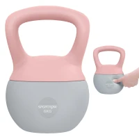 SPORTNOW Pesa Rusa 6 kg Kettlebell Relleno de Arena Metálica y Mango Antideslizante para Entrenamiento en Casa 19x19x28 cm Rosa(m-10)