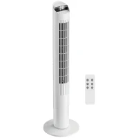 HOMCOM Tower Fan with WiFi App Control Standing Floor Cooling Fan Remote Control 101.8 cm White(m-1)
