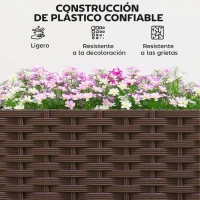 Outsunny Jardinera con Enrejado Ruedas con Drenaje para Cultivos Verduras Flores Hierbas 40x40x165 cm Marrón(m-8)
