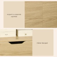 HOMCOM Noptiera moderna, Noptiera cu sertar si rafturi de depozitare, masuta pentru sufragerie, dormitor, natural(m-6)