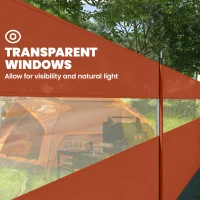 Outsunny Camping Windbreaker with Clear Windows, Carry Bag and Steel Poles, for Beach Caravan Campervan, 725 x 140cm, Orange(m-6)