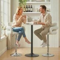 HOMCOM Bar Stools Adjustable Swivel Kitchen Chairs with Backrest Armrest Set of 2 PU Leather White(m-8)