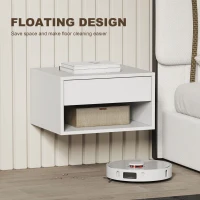 HOMCOM Set of Two Floating Bedside Tables - White(m-5)