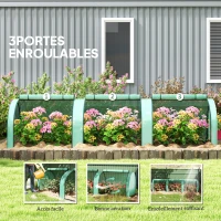 Outsunny Mini Serre de Jardin Serre à tomates 3,5L x 1l x 0,8H m Acier PE Haute densité 140 g/m² Anti-UV 3 fenêtres vert(m-6)