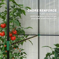 Outsunny Serre de jardin PE, serre de balcon, bâche renforcée 135 g/m², châssis en acier, porte zippée, 200 x 140 x 200 cm, blanc(m-5)