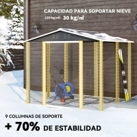 Outsunny Cobertizo de Jardín Exterior 4,4 m² 240x206x198 cm con Base Puerta Corredera y Cerradura 4 Ventanas para Patio Gris(m-5)