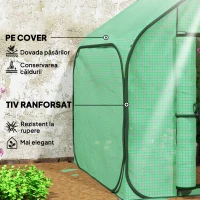 Outsunny Seră tip căsuță pliabilă cu intrare cu fermoar, din oțel și PE, 150x148x148 cm, verde(m-5)