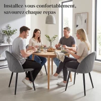 HOMCOM Lot de 2 chaises de Salle à Manger Chaise de Cuisine Velours Pieds métal Gris dim. 52L x 54l x 79H cm(m-5)