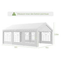 Outsunny 6 x 4m Party Gzebo, Party Marquee, Heavy Duty, Removable Sidewalls & Zippered Doors, Windows, Water Resistant-Whtie(m-3)