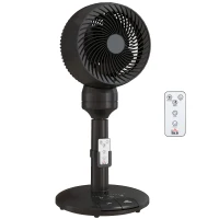 HOMCOM Air Circulator Fan Pedestal Cooling Fan with 3 Speed 3 Mode and Remote Control, 9 Inch, Black(m-1)