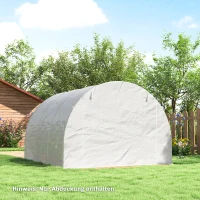 Outsunny Gewächshausfolie 3 x 3 m, wasserdicht Polyethylenfolie mit Rolltür, 6 Fenster, UV Schutz Weiß(m-8)