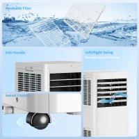 HOMCOM Przenośny klimatyzator 9000 BTU, 4-w-1 z chłodzeniem, osuszaczem, wentylatorem, trybem nocnym(m-9)