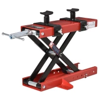 DURHAND Plataforma Elevadora para Motocicletas Carga Máxima 500 kg con Altura Ajustable de 19-53 cm Soporte de Moto para Aparcar o Reparar Taller Garaje Negro y Rojo(m-11)