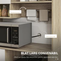 HOMCOM Bufet Înalt de Bucătărie cu Sertar, 3 Dulapuri și 4 Compartimente Deschise, 80x35x180 cm, Alb(m-5)