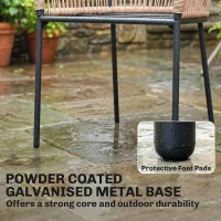 Outsunny Garden Chairs Set of 2, Rattan Garden Dining Chairs with String Back Armrests, Cushions, Natural Wood Finish(m-7)