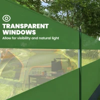 Outsunny Camping Windbreaker with Clear Windows, Carry Bag and Steel Poles, for Beach Caravan Campervan, 725 x 140cm, Army Green(m-6)